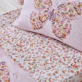 Catherine Lansfield Enchanted Butterfly Double Fitted Sheet Pink