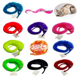 SHENGSEN Fuzzy Worm Toys String Pets Fuzzy Worms On String (20 PCS & 10 COLORS)