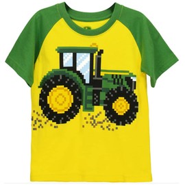 John Deere Yellow Digital Tractor T-Shirt Sizes 2T 3T 4T (2T)