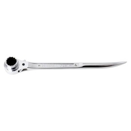 TOP Industrial Ratchet Wrench, Fully Polished, Curved Point, 0.7 x 0.8 inches (17 x 21 mm), Scaffolding, Residential, Tsubame-Sanjo, Japan-Made, RM-17x21N-S-SV