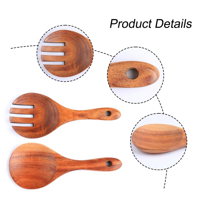 Tabanzhe 2 PCS Wooden Salad Servers,Natural and Environmentally Friendly Salad