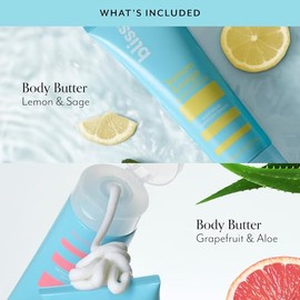 Bliss Dúo De Mantecas Corporales: Manteca Corporal De Limón Y Salvia Y Manteca Corporal De Pomelo Y Aloe - Crema De Máxima Hidratación - Loción De 200