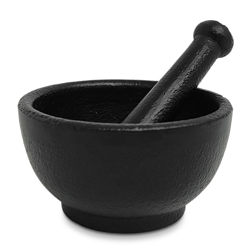 Cast Iron Mortar & Pestle Set 3.5 Inch, Herb Grinder,