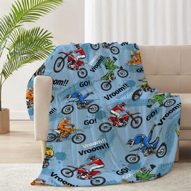 Dirt Bike Fall Blanket Gift for Lightweight Plush Comfy Sheet Super Soft Flannel Fleece Throw Blankets Perfect Home Decor for Bed Couch Chair Living Room 40"x50" for Kids