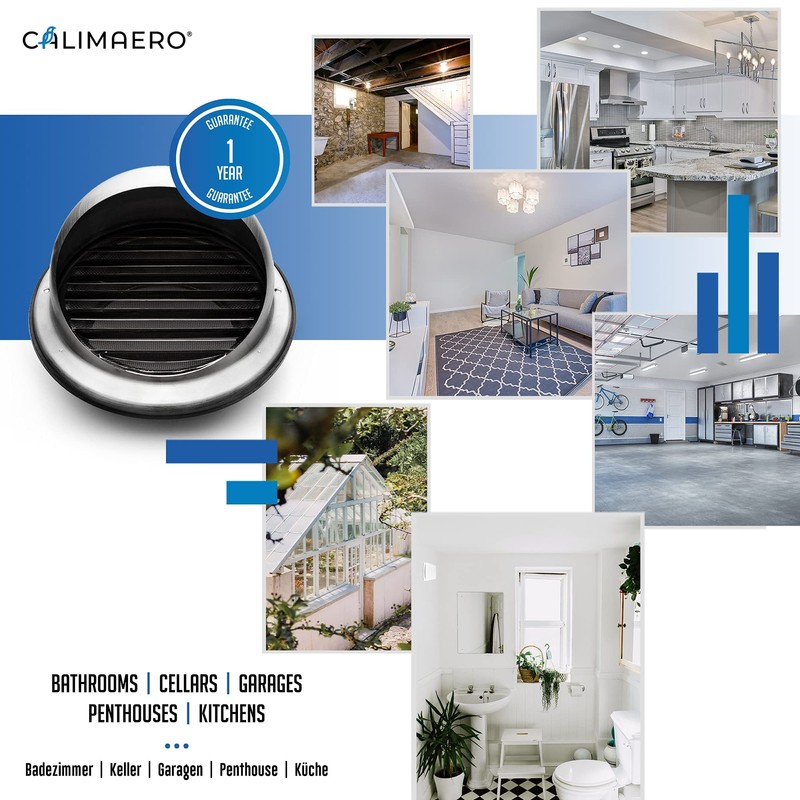 calimaero® KWG 5 inch Round Stainless Steel Ventilation Grill Hood