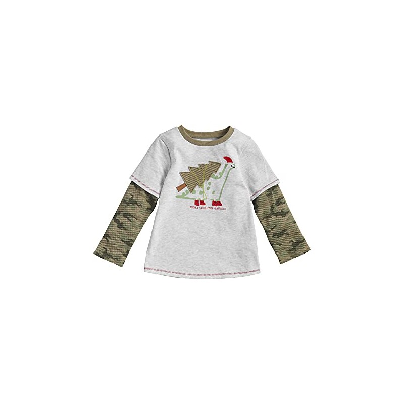 Mud Pie Baby Boys' Dino Camo Christmas Tee, Dinosaur, 12-18