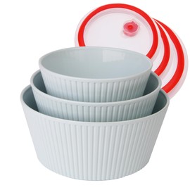 JCXivan 3 Plastic Bowls with Lids Set,Storage Nesting Bowl with Sealed Air Vent,Ramen Container for Kitchen Cooking Oatmeal,Noodle,Mixing Salad,Reheat Soup,Leftover,Stackable,Microwave Safe,Blue