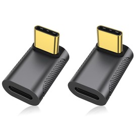 AuviPal 240W USB C Right Angle Adapter (2 Pack), 90 Degree USB C Male to Female Connector for Steam Deck, ROG Ally, Switch, MacBook, Tablet, Phone and More Type C Devices