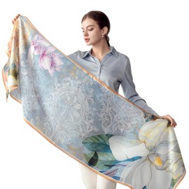 100% Mulberry Silk Long Scarf - Women's Large Oblong Shawl for Head, Neck, and Hair Wrap, with Gift Packaging