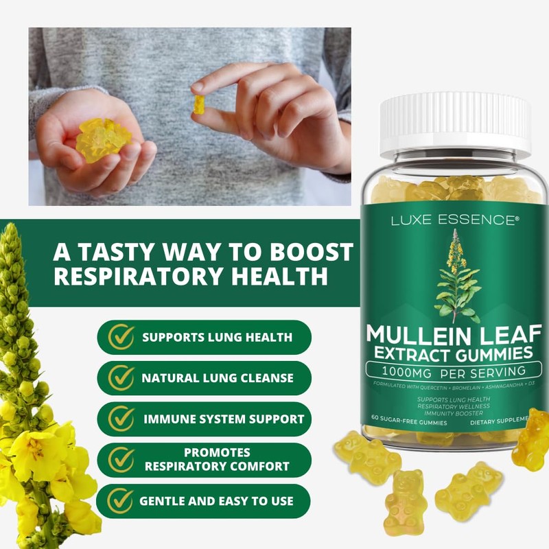 Mullein Gummies for Respiratory Wellness | 1000mg Per Serving |