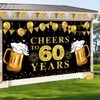 Cheers to 60 Years Banner Backdrop, Black Gold Happy 60th