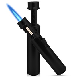 Torch Lighter, Airbrush Windproof Lighter, Portable Adjustable Refillable Butane Jet Lighter, Outdoor Windproof Straight Flame Lighter, for Outdoor BBQ Camping Kitchen Cooking (Black)