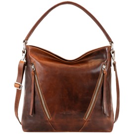 Marc Peter Santorini Women's Handbag, Nappa Leather, Vintage Shoulder Bag, Shoulder Bag, Waxy Brown