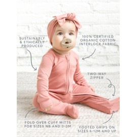 Colored Organics Baby Zip-Up Footed Sleeper with 2-Way Zipper - Newborn Organic Cotton Pajamas - Truffle - 6-12M