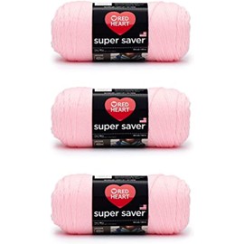 Red Heart Super Saver - Hilo rosa bebé – Paquete de 3 198 g/7 oz – Acrílico – 4 medianos (peinado) – 364 yardas – Tejer/ganchillo