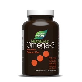 Natures Way NutraSea DHA Softgels Menta Fresca 60 c - Suplemento Concentrado de DHA para Desarrollo Cerebral y Salud Visual                           