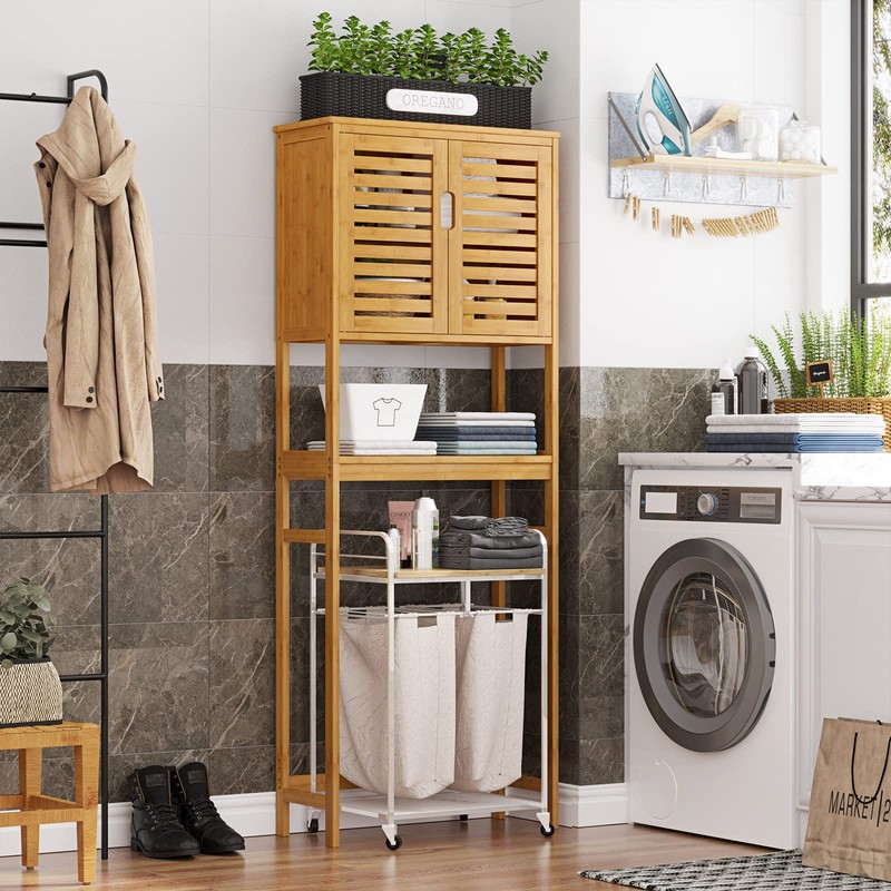 VIAGDO Over The Toilet Storage Cabinet, Tall Bathroom Cabinet Organizer
