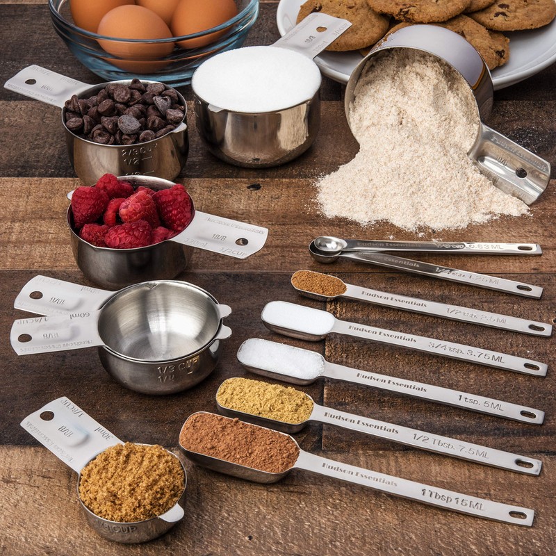 Hudson Essentials Stainless Steel Measuring Cups and Spoons Set (14