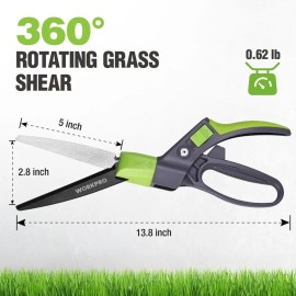 WORKPRO Grass Shears Ultra-Sharp Grass Clippers 360 Degree Swivel Blades Scissor