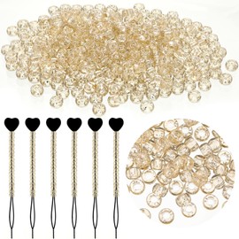 Hinly 600 Pcs Glitter Hair Beads Gold Color 6 x 9 mm Plastic Pony Beads Large Hair Beads for Braids for Girls Jewelry Making Kit DIY Including 6 Pcs Quick Beader for Kid Hair Braids