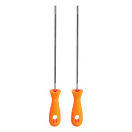 HARFINGTON 2pcs Chainsaw File 5/32"(4mm) Chrome Steel Double Cut Round Rasp with Plastic Handle for Chain Saw Polishing