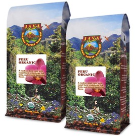 Java Planet, Organic Coffee Beans, Peru Single Origin, Gourmet Medium Dark Roast of Arabica Whole Bean Coffee, Certified Organic and Fair Trade, Grown at High Altitudes 2–1lb bags