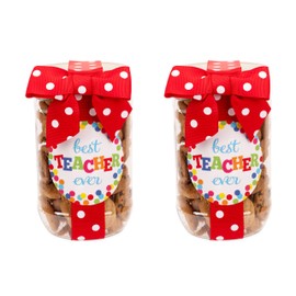 100 North Oh Sugar Sweets Best Teacher Ever - Multicolor Confetti Dot 5 Ounce Plastic Pint Jar Mini Chocolate Chip Cookies; 2-Pack