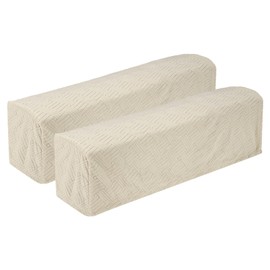 uxcell 2Pcs Twill Stretch Armrest Covers, Soft Armchair Slipcovers Couch Recliner Arm Cover for Chair Sofa Protector, Cream