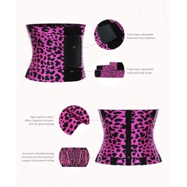 FeelinGirl Waist Trainer Neoprene Perspiring Workout Corset Trimmer Belt for Women Belly Band Body Shaper Rose Leopard XS