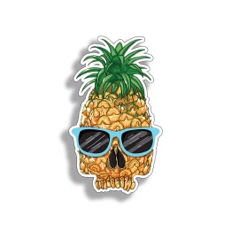 Real Decal Pineapple Skull Sticker Laptop Cup Cooler Car Vehicle Window Bumper 6 inch Decal