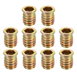 sourcing map Wood Furniture M8x15mm Threaded Insert Nuts Interface Hex Socket Drive 10pcs