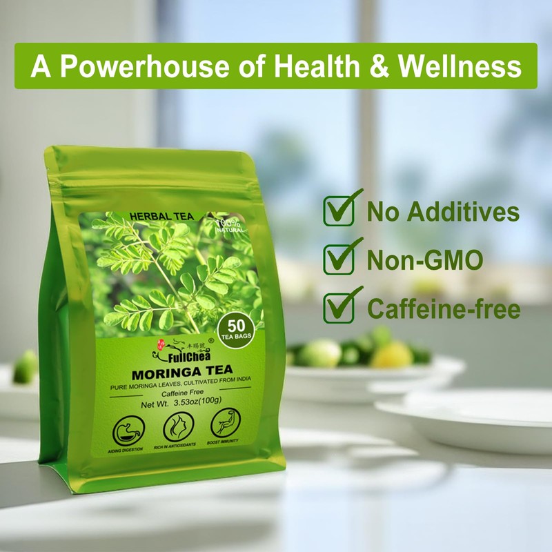 FullChea - Moringa Tea, 50 Teabags - Pure & Natural