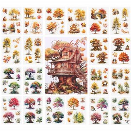 20 Sheets My Garden PET Scrapbook Stickers Book, Blooming Courtyard Stickers Set for Scrapbooking, Junk Journal Ephemera, DIY Crafts Waterproof Journaling Supplies (Colorful Forest)