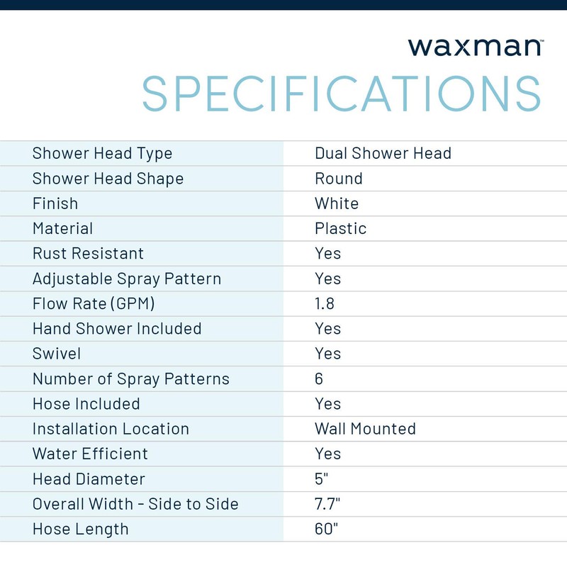 Waxman Serene Premium Fixed Shower Head with Handheld Attachment and