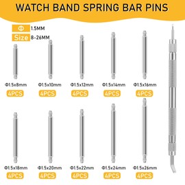cobee 40 Pcs Watch Band Pins 8-26mm, 1.5mm Watch Spring Bars with Watch Link Remover Tool, Watch Spring Bar Tool, Watch Repair Kit Strap Link Pin Remover