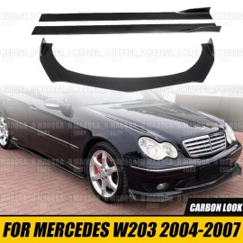 ZTT Front Bumper Lip Side Skirt For Mercedes W203 C320 C230 C240 C280 Carbon Style