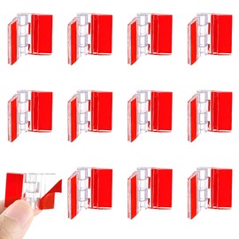 Amabro 12pcs Acrylic Small Hinges, Self Adhesive Folding Hinges Plastic Clear Piano Hinge Mini Transparent Hinge Tools for Glass Crafts Aquarium Lid Cabinet Furniture Display Stand(25 x 35 mm)