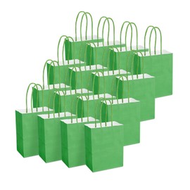 DjinnGlory 60 Pack Mini Green Paper Gift Bags with Handles 6.3''x4.7''x2.75'' for Holiday Birthday Wedding Baby Shower Party Favors Goodies, Tiny Merchandise Bags (Forest Green)