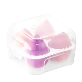 PROFICO Make Up Sponge Set, 4 Pieces Beauty Blender Foundation Sponges, Foundation Sponge, Sponge Blender for Liquid, Powder, BB Cream, 1 Container for Sponges (Pink)