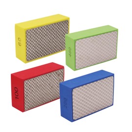 DingGreat 4Pcs Diamond Hand Polishing Pads - Grit Diamond Sanding Blocks for Ceramic Tile Glass Grinding 60# 120# 200# 400# Reusable Foam Sanding Blocks for Tile Stone Trimming Deburring
