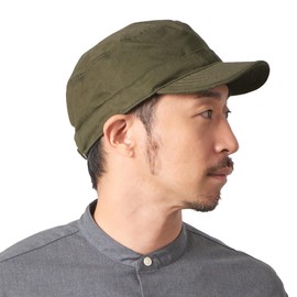 CHARM Cadet Military Army Cap - Mens Summer Cotton Painters Hat Large Khaki