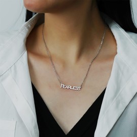 HSWYFCJY Silver Fearless Necklace for Women,TS Outfit Jewelry Accessories for Eras Tour,TS Inspired Necklace for Music Lover,Singer Fans Gifts Album Song Title Necklace