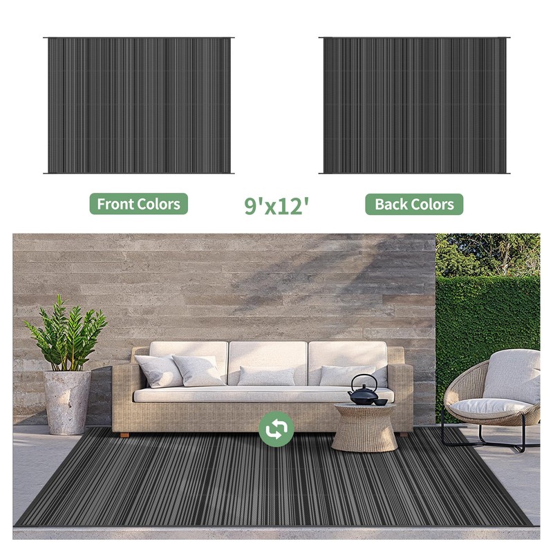 GENIMO Outdoor Rug for Patio Clearance, 9'x12' Waterproof Camping Mat,