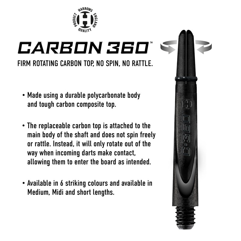 Harrows Darts 3 x Sets of Carbon 360 Dart Stems