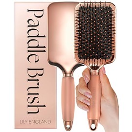 Lily England - cepillo para polvo de paleta para desenredar, alisar el cabello y secar, color oro rosa (oro rosa)