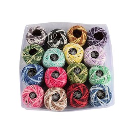 VOANZO Embroidery Thread Kit 16 Rolls Cross Stitch Spool Wire Coloured Cotton Thread Roll Craft Supplies for Home Gift Making DIY Basic Supplies Mixed Colours