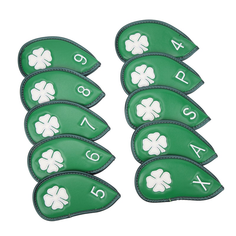 10 PCS Golf Club Head Covers Four Leaf Clover Pattern