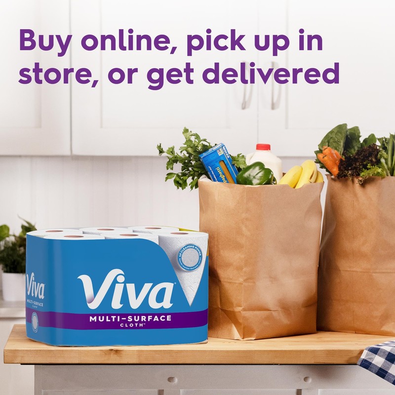 Viva Multi-Surface Cloth Paper Towels, Choose-A-Sheet Size, 3 Double Rolls,