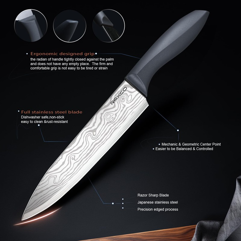 RAXCO 10-Piece Kitchen Knife Set | Stainless Steel Holder |