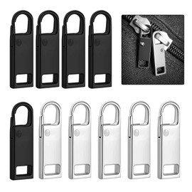 Pack of 10 Universal Zip Repair Pendant Slider Pull Tab for Suitcases, Boots, Jackets, Backpacks, Clothing & Shoes Replacement Fix Kit for All Zip Sizes Stopper